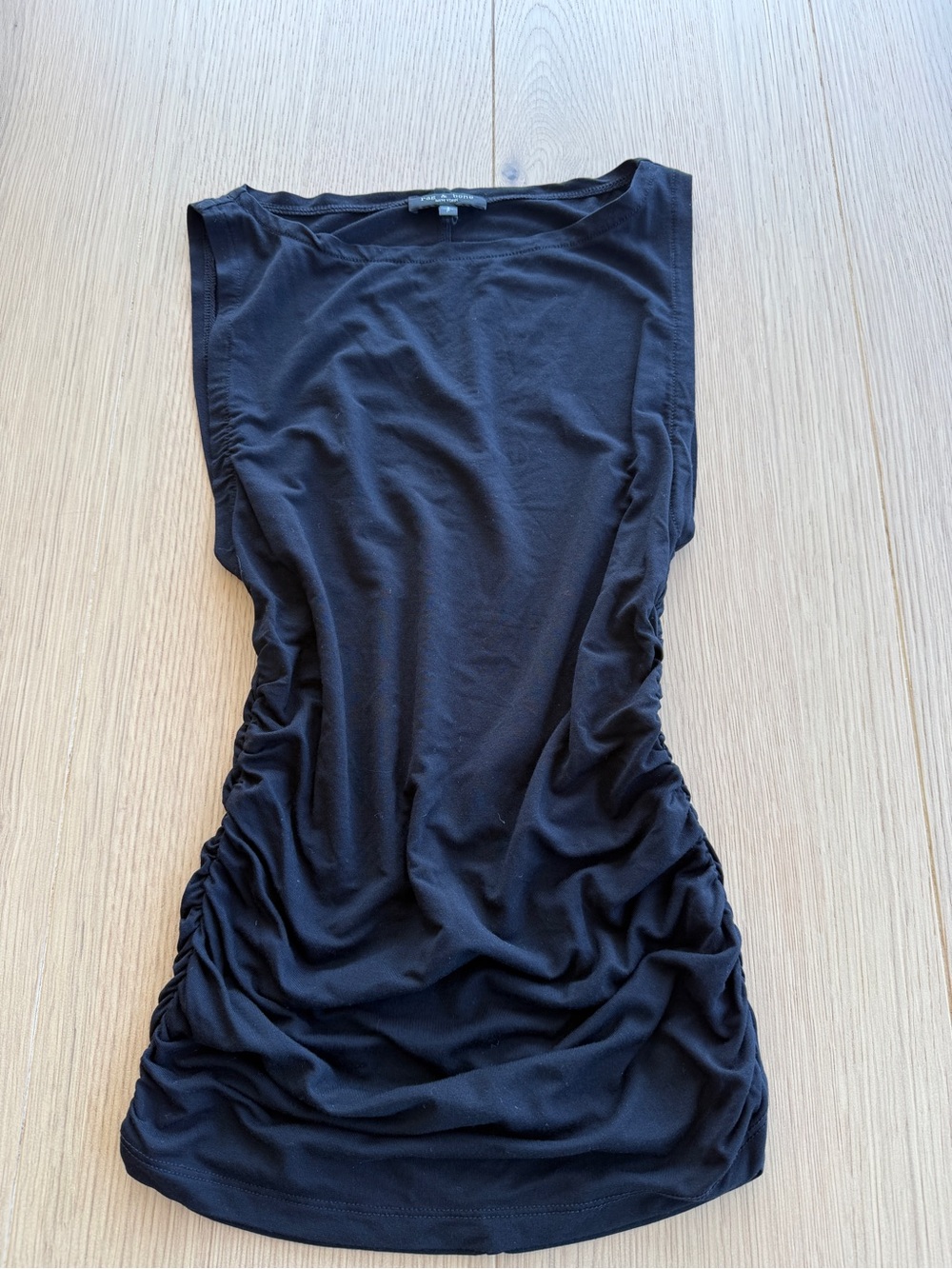 rag & bone Black Ruched Side Sleeveless Top Size P (Petite)